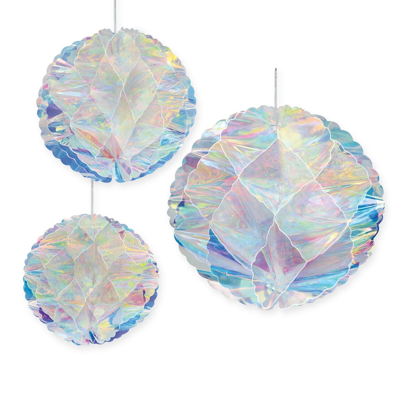 Beistle 18-Pieces Iridescent Color Honeycomb Ceiling Balls 12”